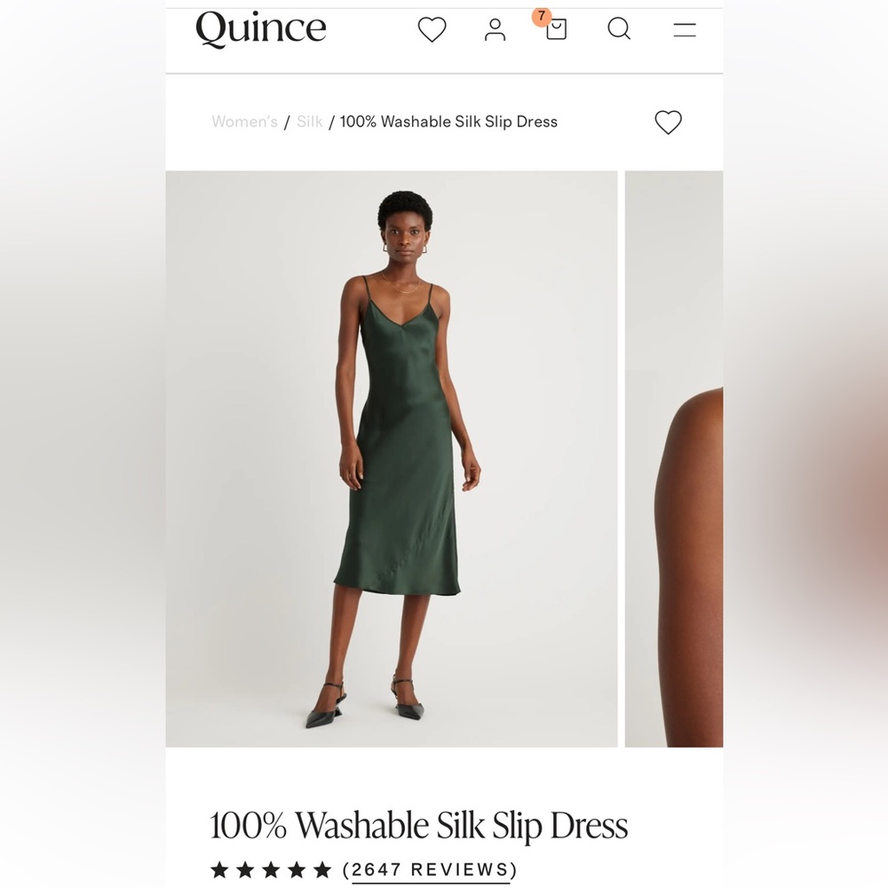 Quince Midi Slip Dress NWT size XS Forest green